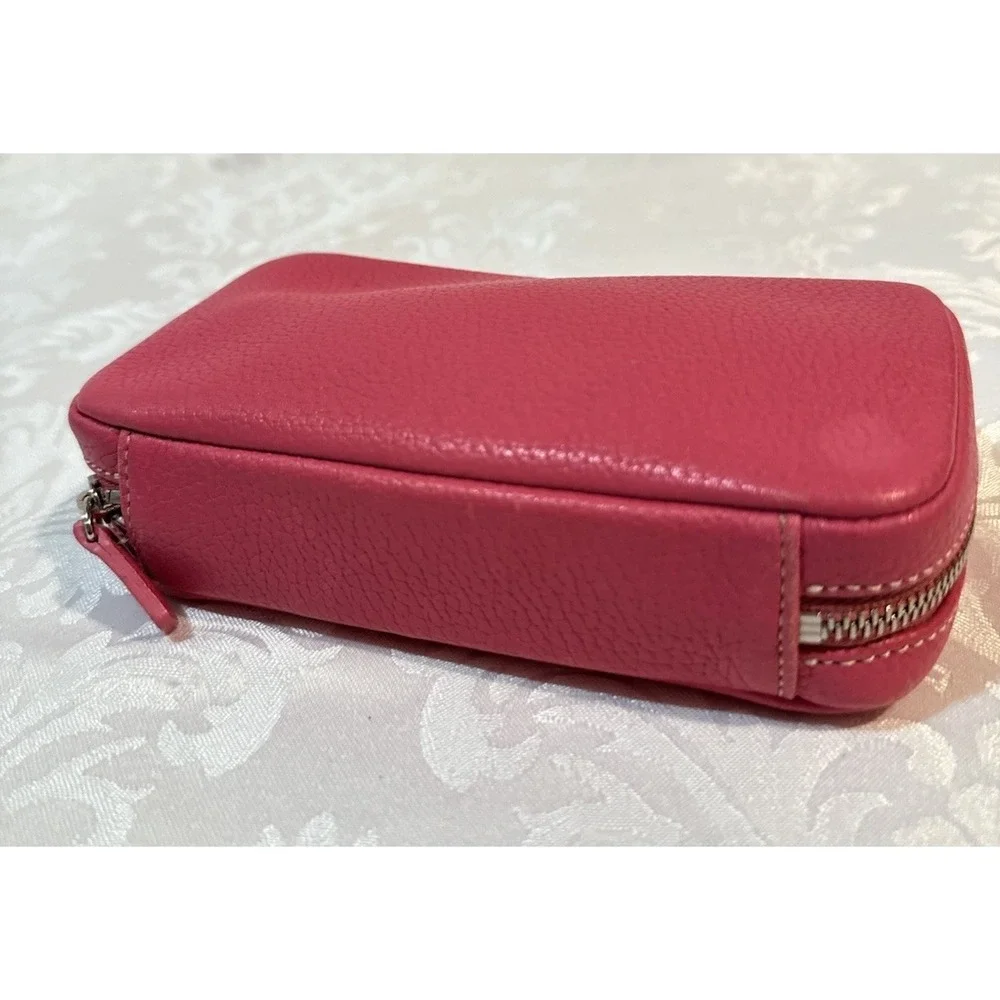 Coach hot pink zip wallet suede-lined multiple zipper compartments. 6
